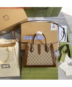 Replica Gucci 649016 Gucci Jackie 1961 Medium Tote Bag Brown