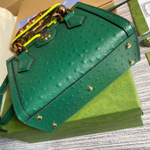 Replica Gucci Diana Mini Tote Bag Ostrich LeatherTop Handle Bag Gucci ‎655661 Green 5