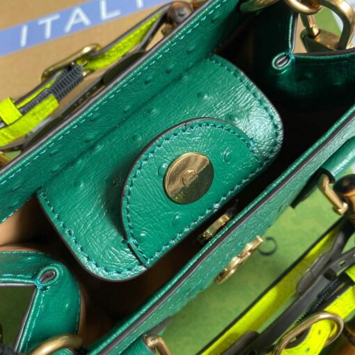 Replica Gucci Diana Mini Tote Bag Ostrich LeatherTop Handle Bag Gucci ‎655661 Green 7