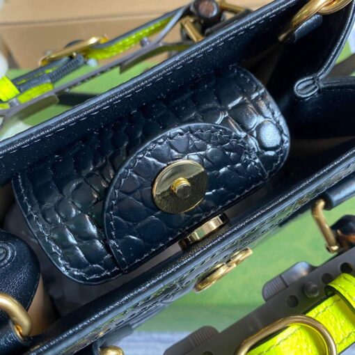 Replica Gucci Diana Mini Tote Bag Crocodile LeatherTop Handle Bag Gucci ‎655661 Black 7