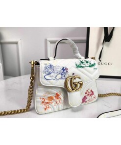 Replica Gucci ‎547260 GG Marmont Mini Top Handle Bag White and printer