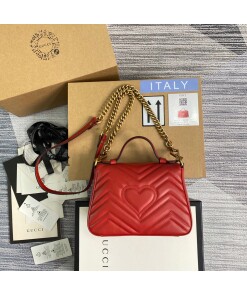 Replica Gucci ‎547260 GG Marmont Mini Top Handle Bag Red