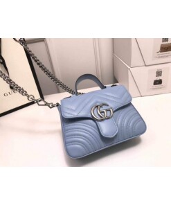 Replica Gucci ‎547260 GG Marmont Mini Top Handle Bag Blue