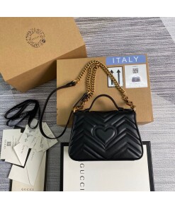 Replica Gucci ‎547260 GG Marmont Mini Top Handle Bag Black