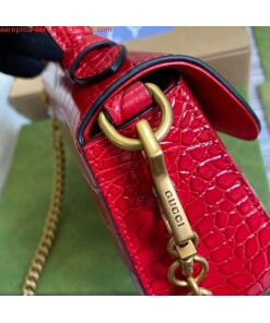 Replica Gucci ‎547260 GG Marmont Mini Crocodile Pattern Top Handle Bag Red 2