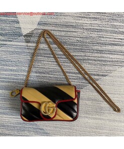 Replica Gucci Online Exclusive GG Marmont mini bag Gucci 574969 Black and Apricot 2