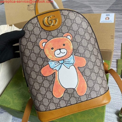 Replica Gucci 647816 KAI x Gucci Teddy Bear Print Backpack Yellow 6