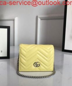 Replica Gucci 625693 GG Marmont Card Case Wallet Yellow