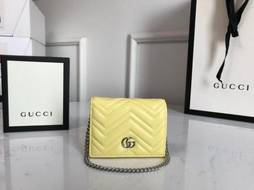 Replica Gucci 625693 GG Marmont Card Case Wallet Yellow