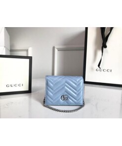 Replica Gucci 625693 GG Marmont Card Case Wallet Blue