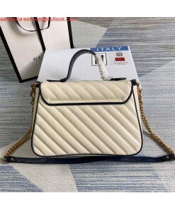 Replica Gucci 498110 GG Marmont Small Top Handle Bag White and Navy Blue