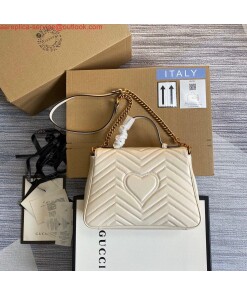 Replica Gucci 498110 GG Marmont Small Top Handle Bag White