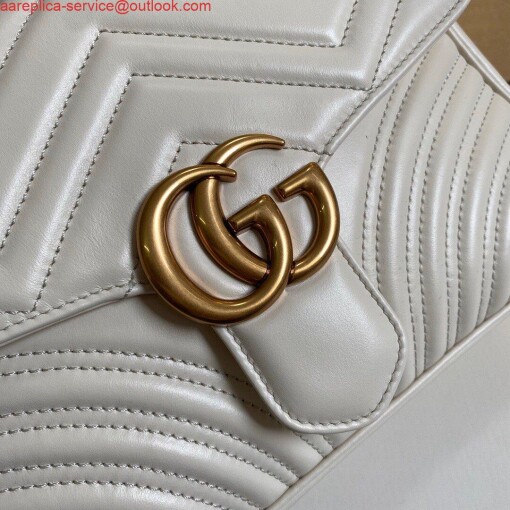 Replica Gucci 498110 GG Marmont Small Top Handle Bag White 3