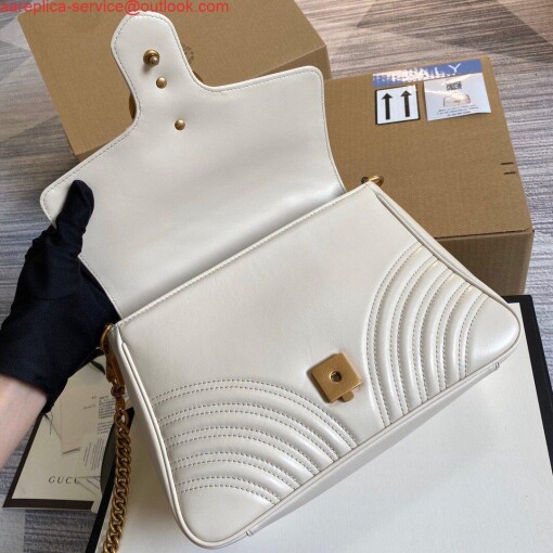 Replica Gucci 498110 GG Marmont Small Top Handle Bag White 6