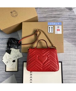 Replica Gucci 498110 GG Marmont Small Top Handle Bag Red