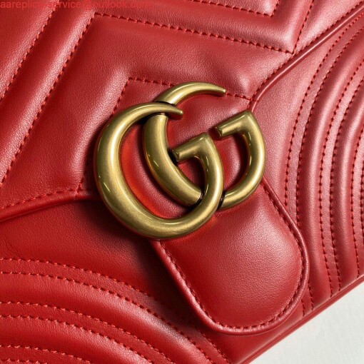 Replica Gucci 498110 GG Marmont Small Top Handle Bag Red 3