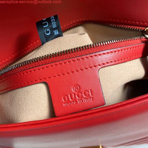 Replica Gucci 498110 GG Marmont Small Top Handle Bag Red 8