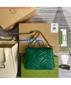 Replica Gucci 498110 GG Marmont Small Top Handle Bag Green