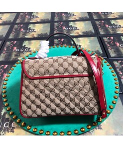 Replica Gucci 498110 GG Marmont Small Top Handle Bag Black Red