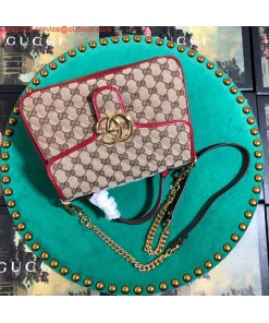 Replica Gucci 498110 GG Marmont Small Top Handle Bag Black Red 2