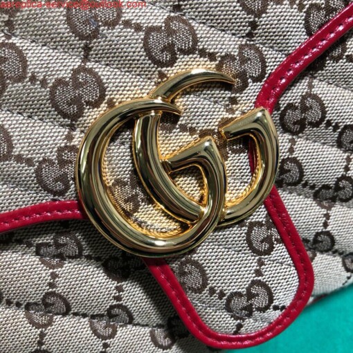 Replica Gucci 498110 GG Marmont Small Top Handle Bag Black Red 6