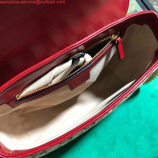 Replica Gucci 498110 GG Marmont Small Top Handle Bag Black Red 8