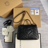 Replica Gucci 498110 GG Marmont Small Top Handle Bag Black and Yellow 9