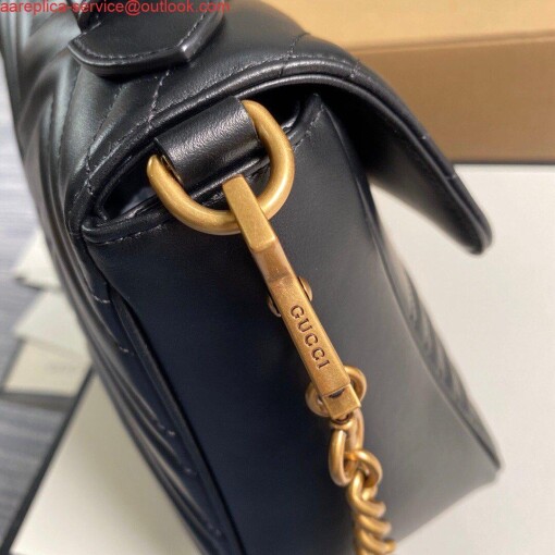 Replica Gucci 498110 GG Marmont Small Top Handle Bag Black 2