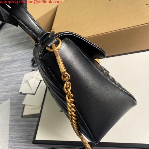 Replica Gucci 498110 GG Marmont Small Top Handle Bag Black 3