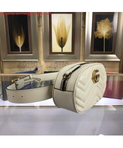 Replica Gucci 476434 GG Marmont Matelassé Leather Belt Bag White