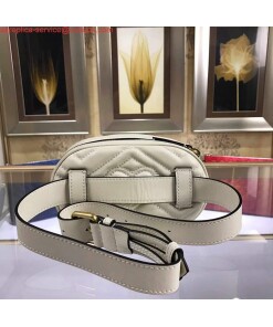 Replica Gucci 476434 GG Marmont Matelassé Leather Belt Bag White 2