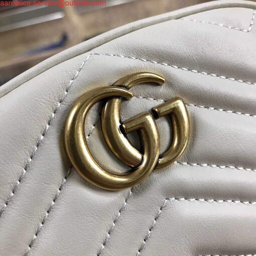 Replica Gucci 476434 GG Marmont Matelassé Leather Belt Bag White 4