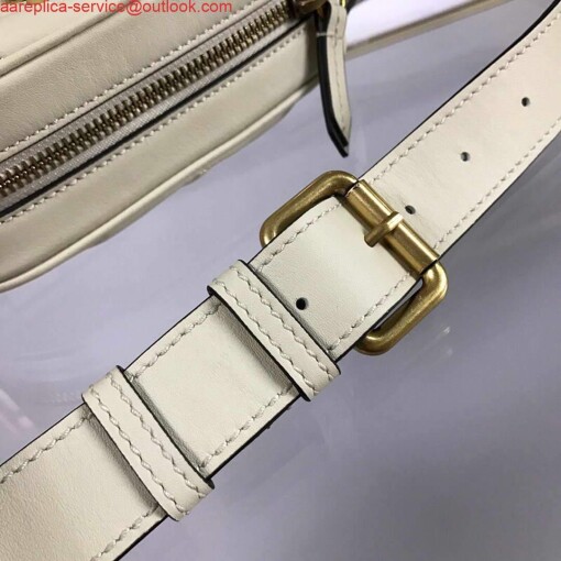 Replica Gucci 476434 GG Marmont Matelassé Leather Belt Bag White 7