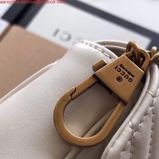 Replica Gucci 476433 GG Marmont Matelassé Leather Super Mini Bag White 3