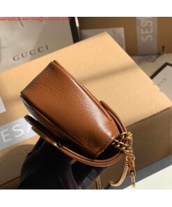 Replica Gucci 476433 GG Marmont Matelassé Leather Super Mini Bag Brown 2