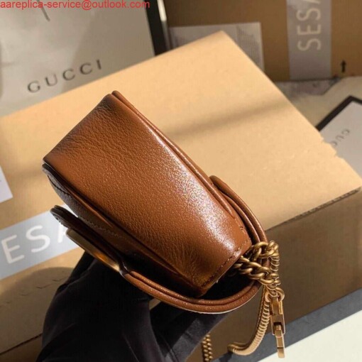 Replica Gucci 476433 GG Marmont Matelassé Leather Super Mini Bag Brown 2