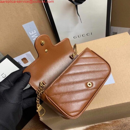 Replica Gucci 476433 GG Marmont Matelassé Leather Super Mini Bag Brown 6