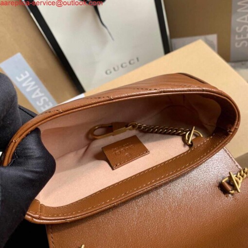 Replica Gucci 476433 GG Marmont Matelassé Leather Super Mini Bag Brown 7