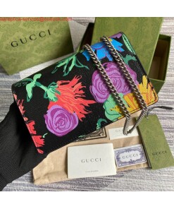 Replica Gucci 476432 Ken Scott Print Dionysus Super Mini Bag Black Leather