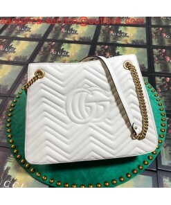 Replica Gucci 453569 GG Marmont Matelassé Shoulder Bag White