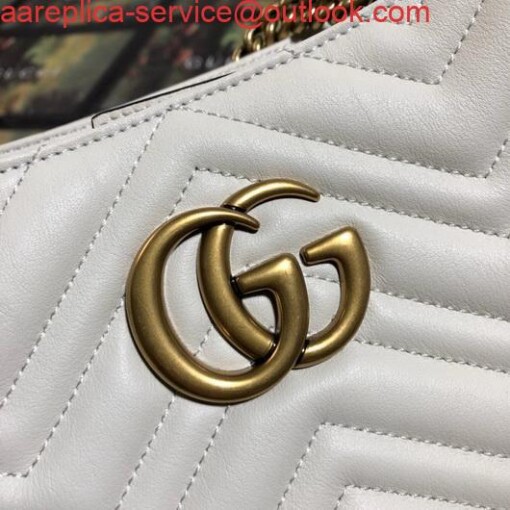 Replica Gucci 453569 GG Marmont Matelassé Shoulder Bag White 5