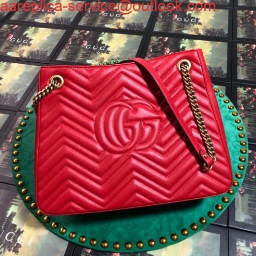 Replica Gucci 453569 GG Marmont Matelassé Shoulder Bag Red