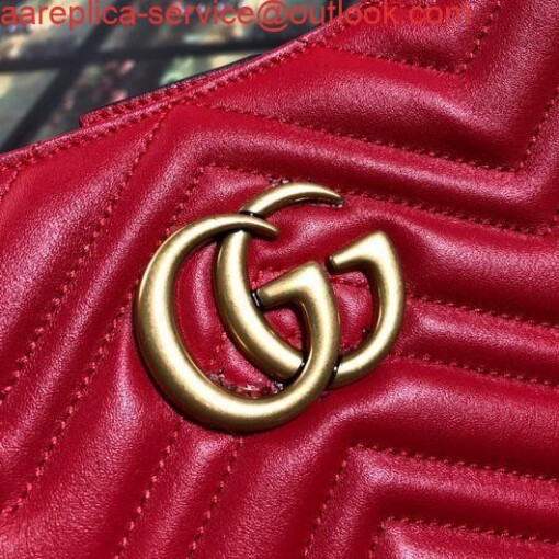 Replica Gucci 453569 GG Marmont Matelassé Shoulder Bag Red 6