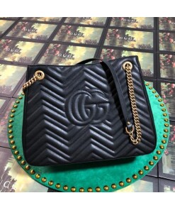 Replica Gucci 453569 GG Marmont Matelassé Shoulder Bag Black