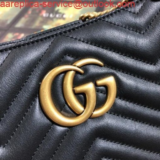 Replica Gucci 453569 GG Marmont Matelassé Shoulder Bag Black 5