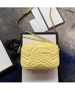 Replica Gucci 448065 GG Marmont Matelassé Mini Bag Yellow