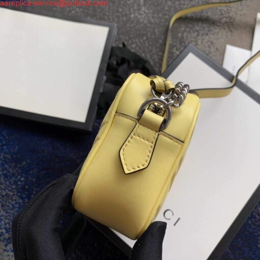 Replica Gucci 448065 GG Marmont Matelassé Mini Bag Yellow 2