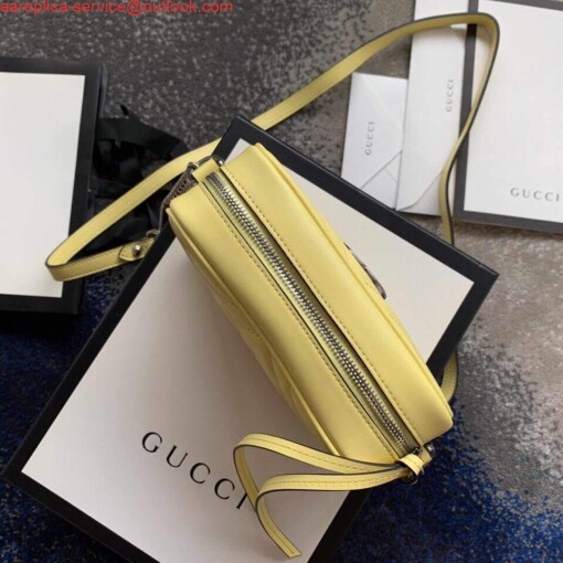 Replica Gucci 448065 GG Marmont Matelassé Mini Bag Yellow 5