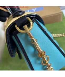 Replica Gucci 583571 GG Marmont Multicolour mini top handle bag Blue and Beige 2