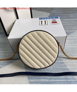 Replica Gucci 550154 GG Marmont Mini Round Shoulder Bag White